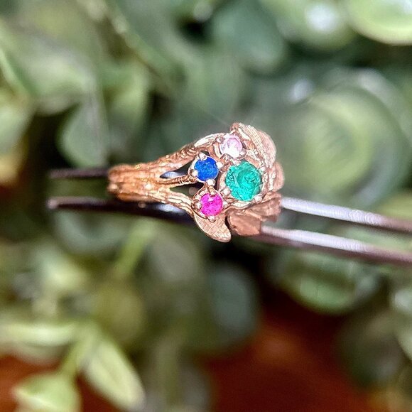 10K Gold 4-Gemstones Ring - Picture 7 of 12